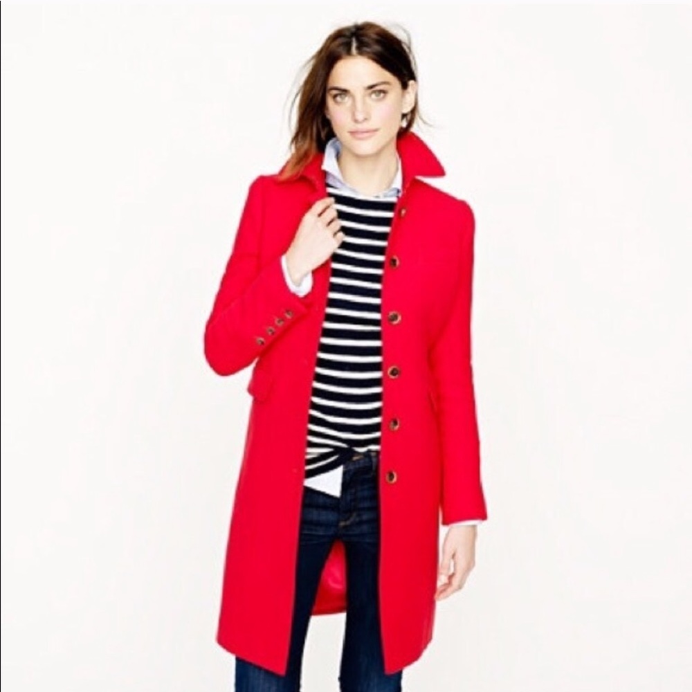 J Crew Double Cloth Coatl - RED Size 2